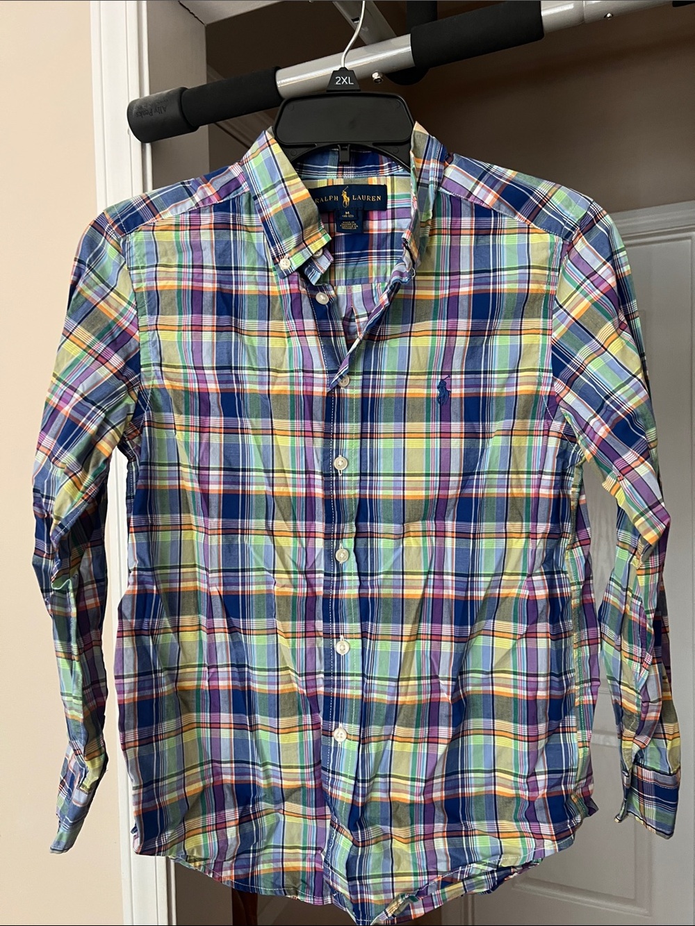 Ralph Lauren Blue, Green and Yellow Plaid Button-Down Shirt. Boys M 10-12